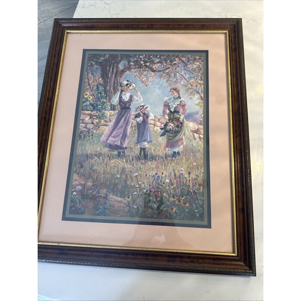 Art Painting Print by Bettie Hebert Felder Picture of 3 Girls in a Garden